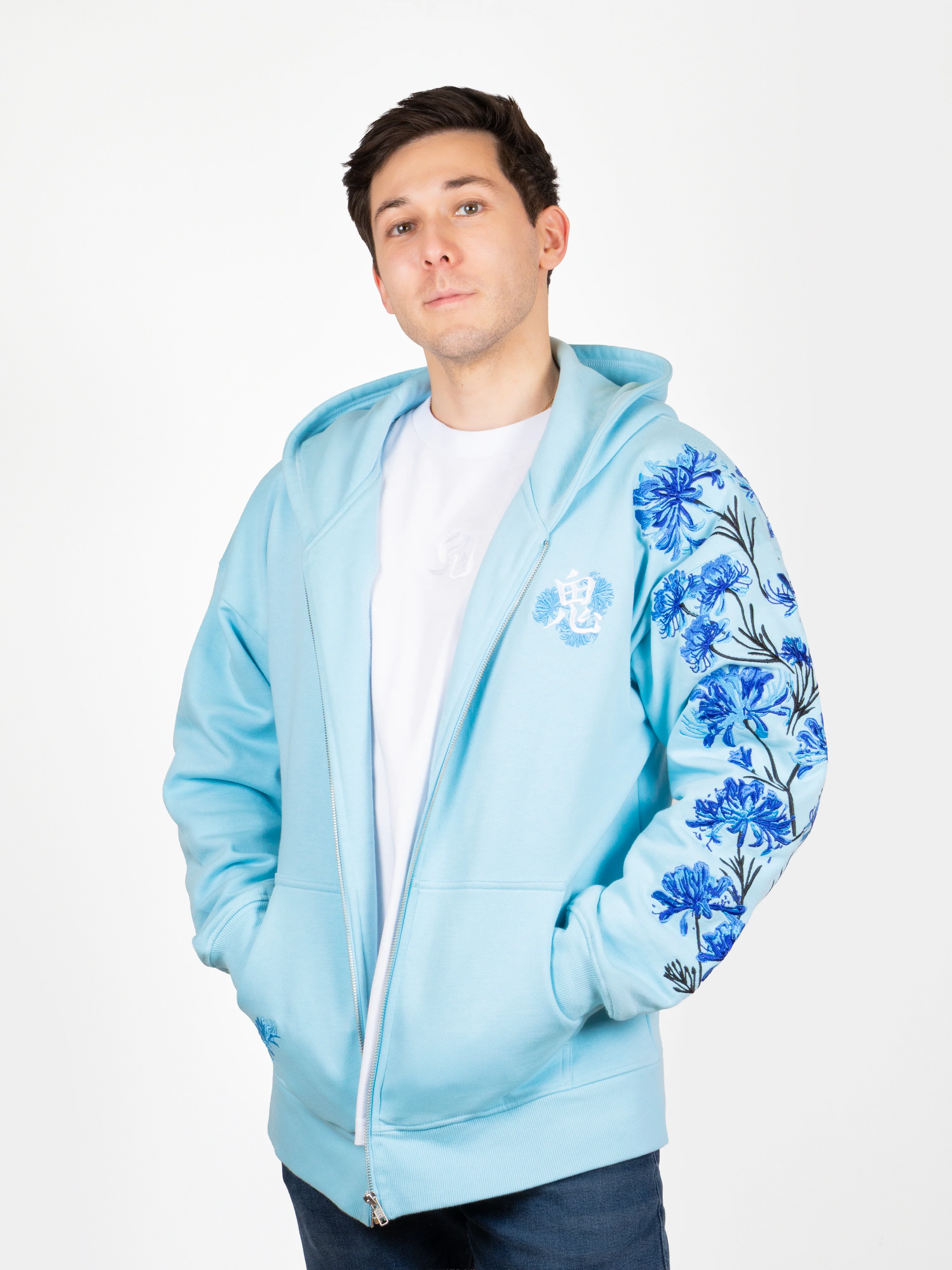 Hoodie Lycoris Bleu Zippé [CONCOURS VOYAGE AU JAPON - 2 PARTICIPATIONS]