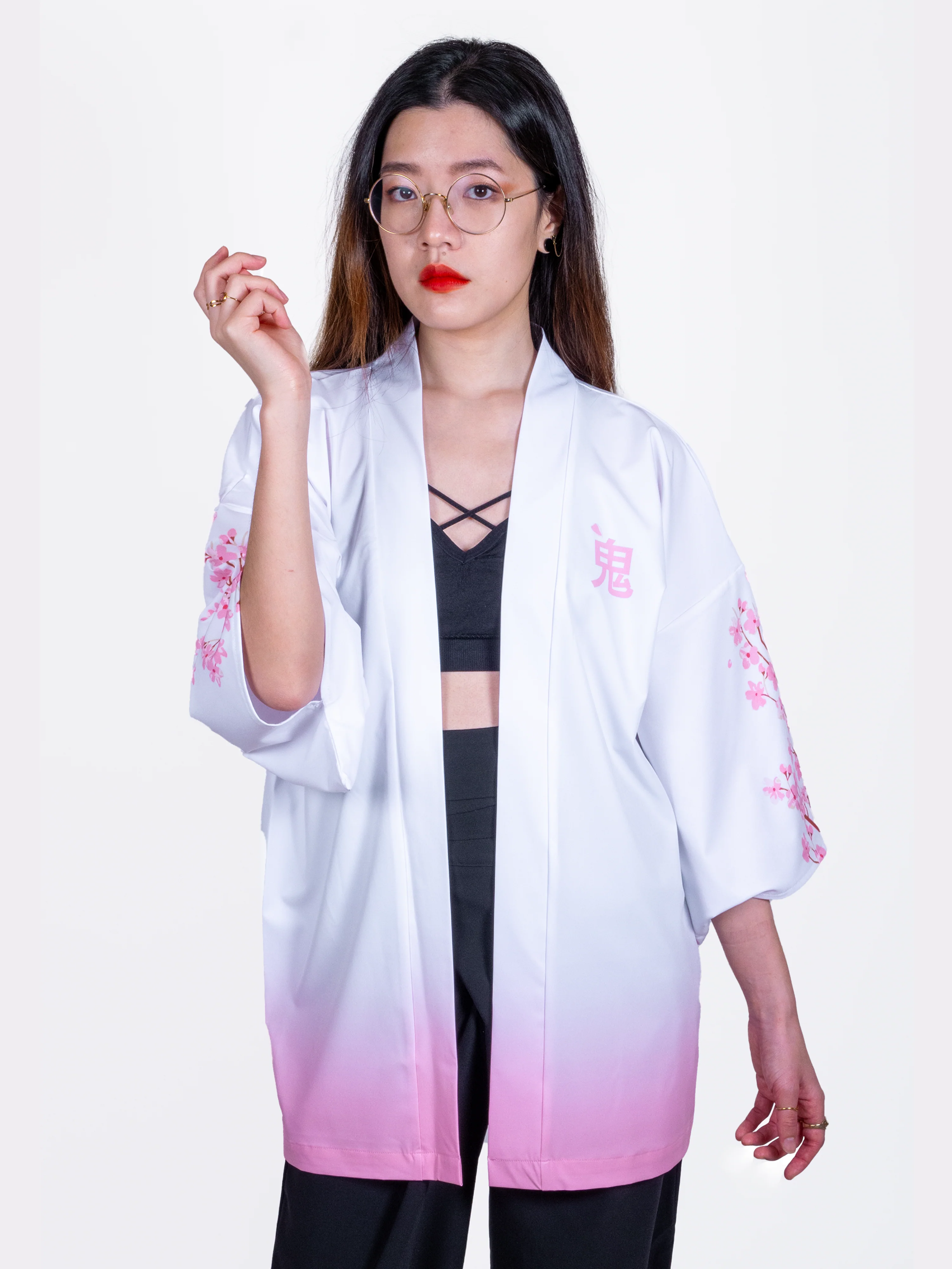 Kimono streetwear blanc sakura - Image 3