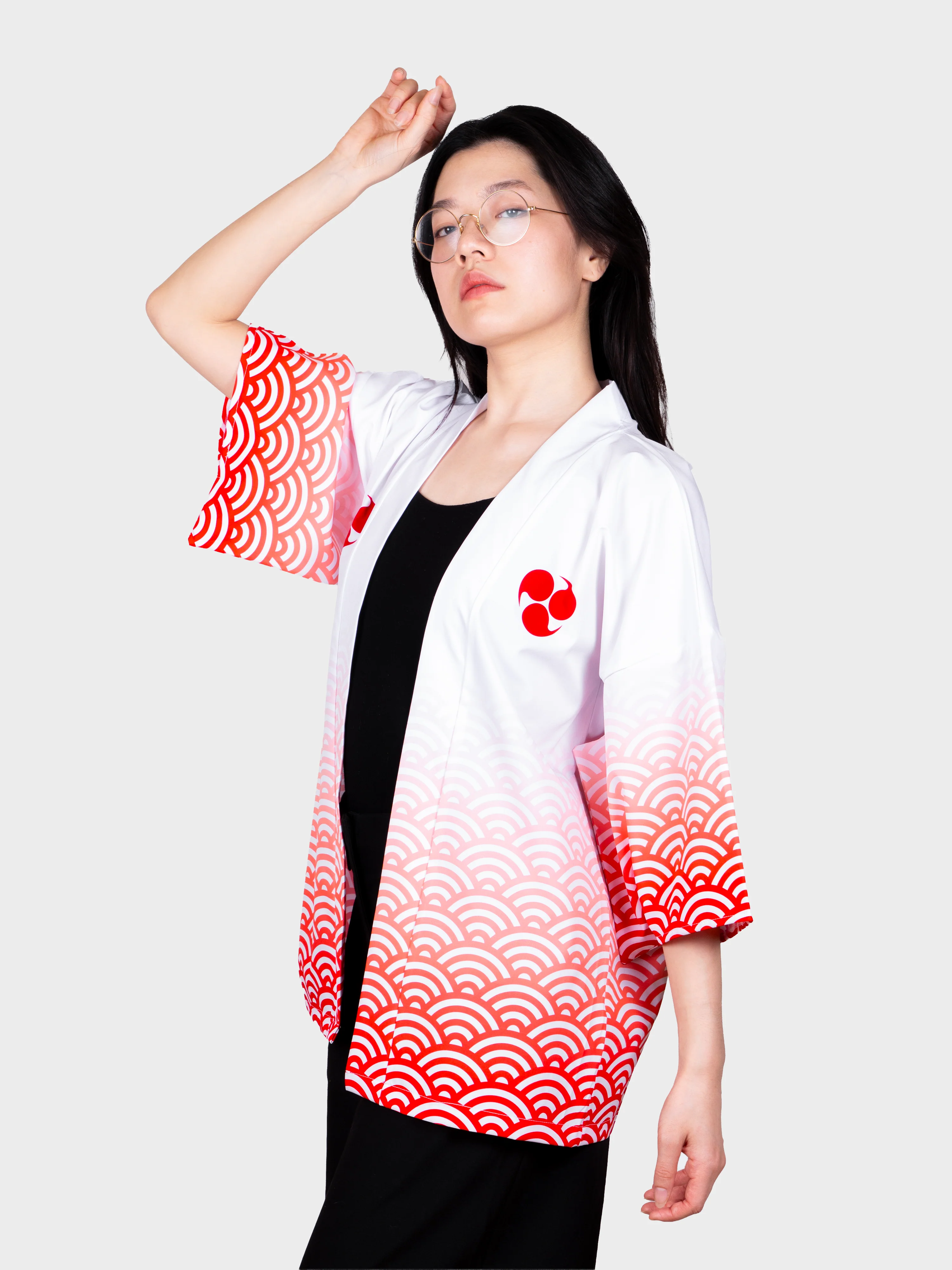 Kimono streetwear blanc et rouge - Image 5