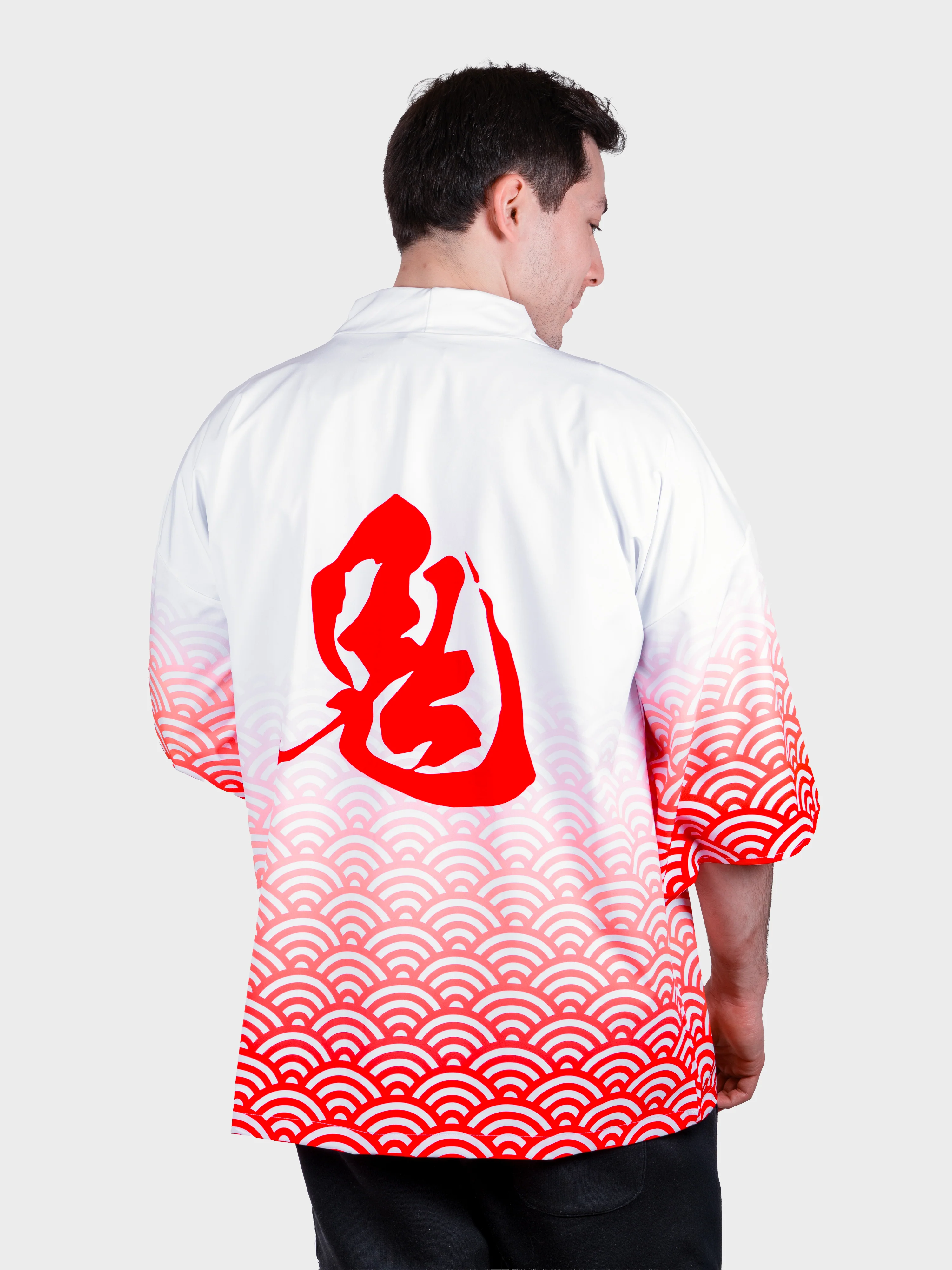 Kimono streetwear blanc et rouge - Image 6