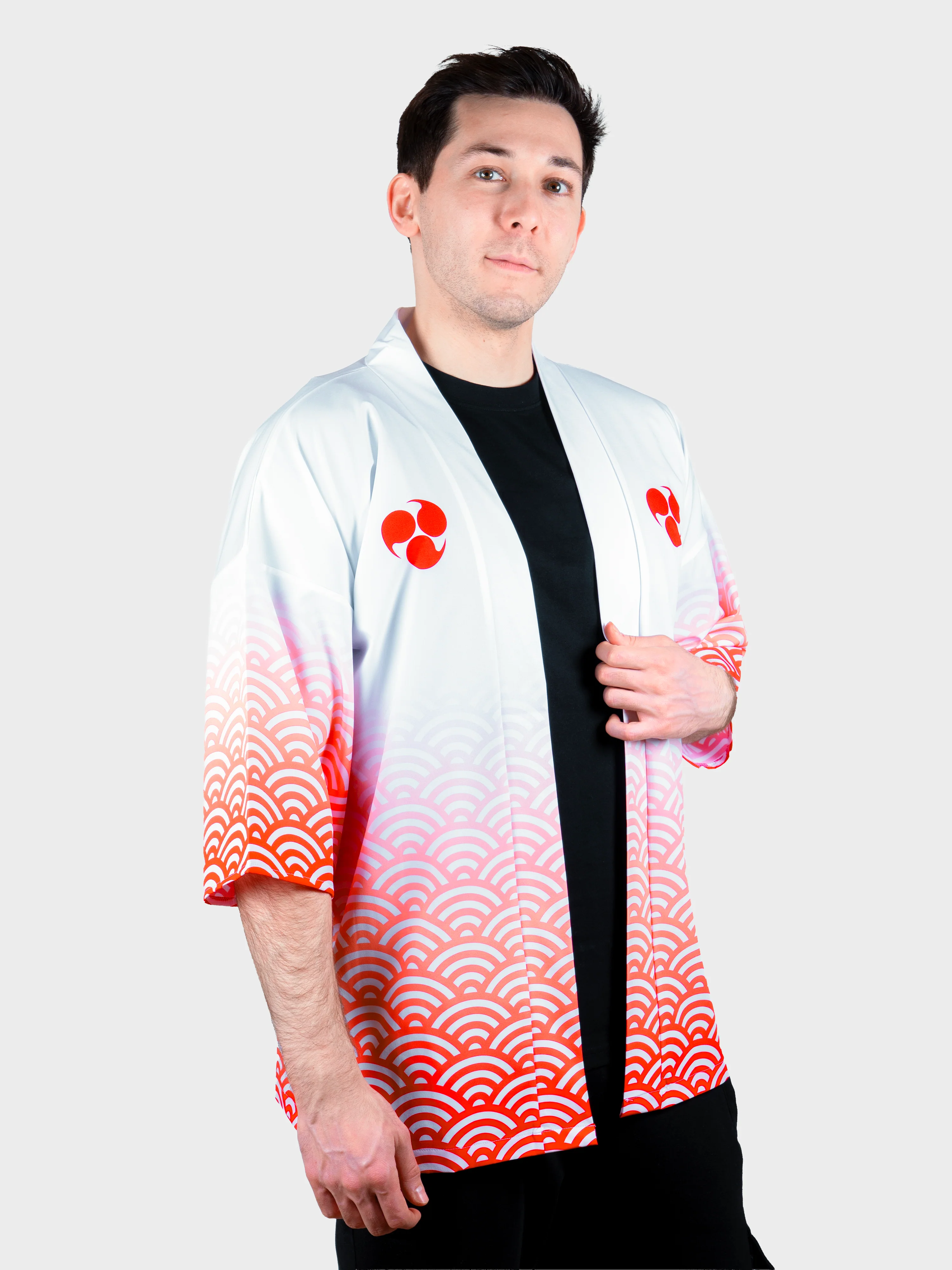 Kimono streetwear blanc et rouge - Image 9